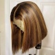 Highlights P4/27 Blunt Cut Short Bob Wigs 250% Density Straight Hair 100% Human Hair Lace Frontal Wigs