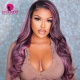 Purple Pink Highlight Color Lace Frontal Wigs 150% Density Body Wave Straight Hair Virgin Human Hair