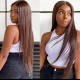 (BOGO Buy one get one Free)Color 4# 13*4 Lace Frontal Wigs Straight Hair 130% Density Top Quality Virgin Human Hair With Elastic Band 