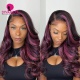 Purple Pink Highlight Color Lace Frontal Wigs 150% Density Body Wave Straight Hair Virgin Human Hair