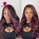 Purple Pink Highlight Color Lace Frontal Wigs 150% Density Body Wave Straight Hair Virgin Human Hair