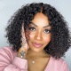 250% Density Short Bob Style Lace Frontal Wigs Deep Curly 100% Human Hair Natural Color