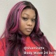 Purple Pink Highlight Color Lace Frontal Wigs 150% Density Body Wave Straight Hair Virgin Human Hair