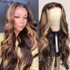 Glueless Highlight Color P4/27 HD Swiss 13x4 Full Lace Frontal Wigs 200% Density Virgin Human Hair Wigs