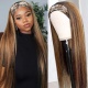 Highlighted Color P4/27# Headband Wigs 3/4 Half Wig 200% Density Human Hair Wigs 100% Human Hair 