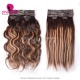 P4/27 Highlighted Color Seamless Clip in Hair Extensions 1Pack 6Pcs 120g Remy Human Hair Extend Length Volume