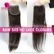 Raw Hair HD 5x5 Lace Closure Platinum Grade Human Hair With Baby Hair Pre Plucked Lightly Bleached Natural Color