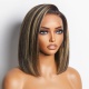 Ombre Blonde Highlight Silky Straight Glueless 13x4 Lace Bob Wig 200% Density 100% Human Hair