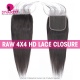 Raw HD 4x4 Lace Closure Raw Human Hair With Baby Hair Pre Plucked Lightly Bleached Natural Color