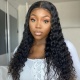 130% Density 1B# Top Quality Virgin Human Hair Deep Wave Full Lace Wigs Natural Color
