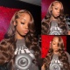 Chocolate Brown Color 4# HD 13x4 Lace Wigs Glueless Wear Go 200% Density Virgin Human Hair Wigs Knots Bleached
