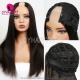 U Part Wigs V part Wigs 200% Density Yaki Straight Virgin Human Hair Wigs Natural Color