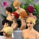 Bob Wigs No Lace All Weft Made Pixie Finger Curl 100% Human Hair Wig