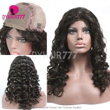 130% Human hair silk base top closure lace front wigs loose wave natural color