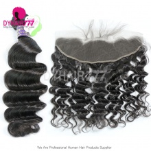 13x4 Lace Frontal With 3 or 4 Bundle Standard Virgin Cambodian Loose Wave Human Hair Extensions