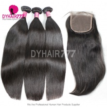 Best Match Top Lace Closure With 3 or 4 Bundles Royal Virgin Remy Hair Brazilian Silky Straight Hair Extensions
