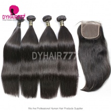 Best Match 4x4/5x5 Top Lace Closure With 3 or 4 Bundle European Silky Straight Hair 14A Royal Grade Virgin Remy Hair Extensions