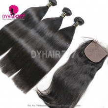 Best Match 4*4 Silk Base Closure With 3 or 4 Bundles 14A Royal Grade Virgin Remy Hair European Silky Straight Hair Extensions