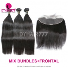 13x4 Lace Frontal With 3 or 4 Bundles European Silky Straight Hair Royal Virgin Remy Hair Extensions
