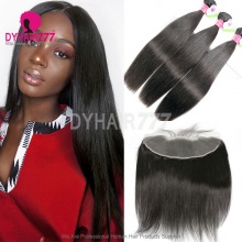 13x4 Lace Frontal With 3 or 4 Bundles Malaysian Silky Straight Hair Standard Virgin Remy Hair Extensions