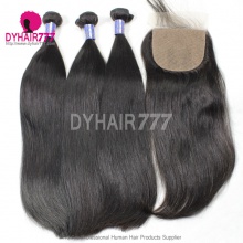 Best Match 4*4 Silk Base Closure With 3 or 4 Bundles Standard Virgin Remy Hair Cambodian Silky Straight Hair Extensions