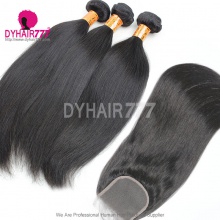 Best Match Top Lace Closure With 3 or 4 Bundles Standard Virgin Remy Hair Indian Silky Straight Hair Extensions