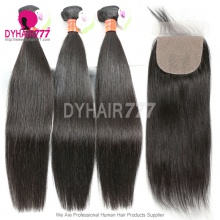 Best Match 4*4 Silk Base Closure With 3 or 4 Bundles Standard Virgin Remy Hair Burmese Silky Straight Hair Extensions