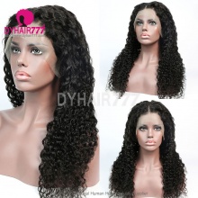 130% Density 1B# Top Quality Virgin Human Hair Deep Wave Lace Frontal Wigs