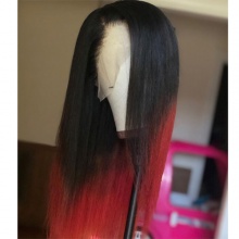 Stylist Wig As Picture 100% Virgin Human Hair Straight Ombre Dark Red