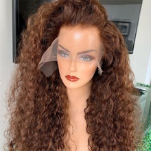 Stylist Wig As Picture 100% Virgin Human Hair Deep Curls Clay Brown 130% Density