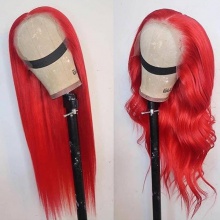 Stylist Wig As Picture 100% Virgin Human Hair Straight Traffic Red 130% Density
