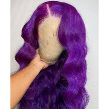 Stylist Wig As Picture 100% Virgin Human Hair Wavy DarkOrchid 130% Density
