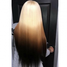 Stylist Wig As Picture 100% Virgin Human Hair Straight Three Tone Ombre Color 130% Density