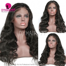 130% Density 1B# Top Quality Virgin Human Hair Body Wave Lace Frontal Wigs