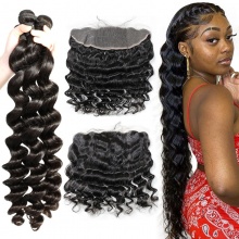 13x4 Lace Frontal With 3 or 4 Bundles Standard Virgin Brazilian Loose Wave Human Hair Extensions