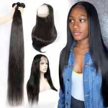 Royal Grade 2 or 3 Bundles Virgin Cambodian Straight Hair With 360 Lace Frontal Hair Extensions