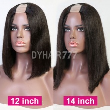  Bob Wigs 3 MIN Wear Go U Part Wigs V part Wigs 150% Density #1B Virgin Human Hair