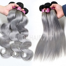 Silver Grey Ombre Color Royal Virgin Hair Body Wave Straight Virgin Hair Extensions 1 Bundle 