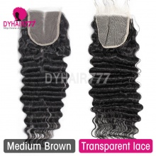Royal Lace Top Closure (4*4) Deep Wave Human Virgin Hair Freestyle Free Part Middle Part Two Part Three Part