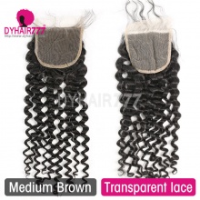 Lace Top Closure (4*4) Italian Curly Virgin Human Hair Freestyle Free Part Middle Part Two Part Three Part