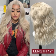 Stylist Wig As Picture 100% Virgin Human Hair Wavy White Blonde 130% Density