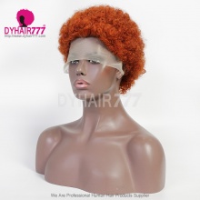 13*1 T Part Bob Lace Wigs 6inch Curly Color #35 Human Hair Wig 130% Density