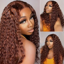 Dark Copper Red Color 5x5 HD Lace Wigs 150% Density Glueless Wig Human Hair 
