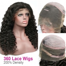 (Upgrade) 360 Lace 200% Density Wig Pre Plucked Virgin Human Hair Loose Wave Natural Color