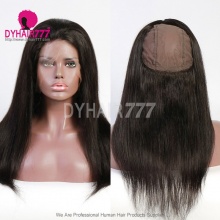 Royal With Caps 360 HD Lace Band Frontal Bleached Knots Virgin Human Hair Straight With Baby Hair