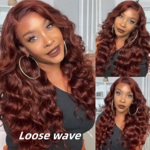 Auburn Reddish Brown Color Full Frontal 13x4 Lace Wig 180% Density Straight Hair Virgin Human Lace Wigs