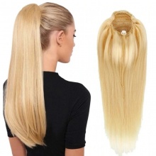 Velcro Wrap Around Drawstring Ponytail Hairstyle 613 Straight Remy Human Hair Ponytail Clip In