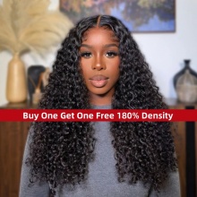 【BOGO Buy one get one free 】Color 1B# 13*4 Lace Frontal Wigs Straight Hair 180% Density Top Quality Virgin Human Hair with elastic band