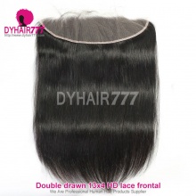 Double Drawn HD 13*4 Lace Frontals Human Hair With Baby Hair Natural Color