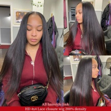 HD 4x4 Lace Closure Wigs 200% Density Glueless Wear Go Lightly Plucked Bleached 100% Unprocessed Virgin Human Hair